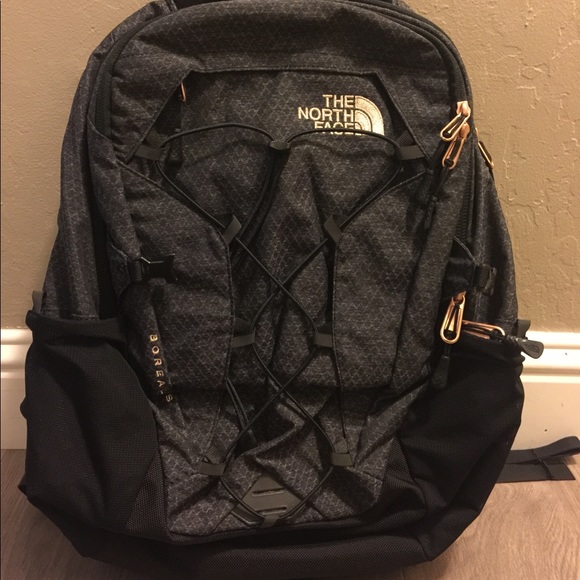 north face backpack grey and rose gold